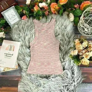NWT Allison New York Peach Blossom Marled Stripe High-Neck Tank, XS
